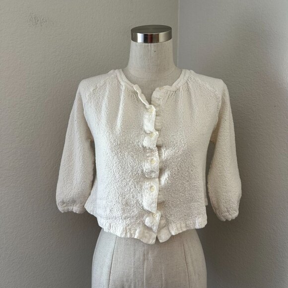 Jennie Kayne Wool Blend Cardigan Front Button Closure Crew Neck 3/4 Sleeve Flawe - Picture 1 of 14